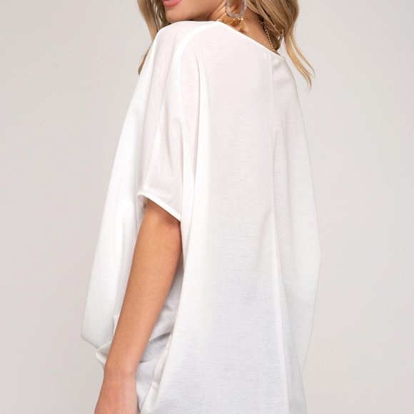 Pleated hem drop shoulder knit top - Picture 3 of 3
